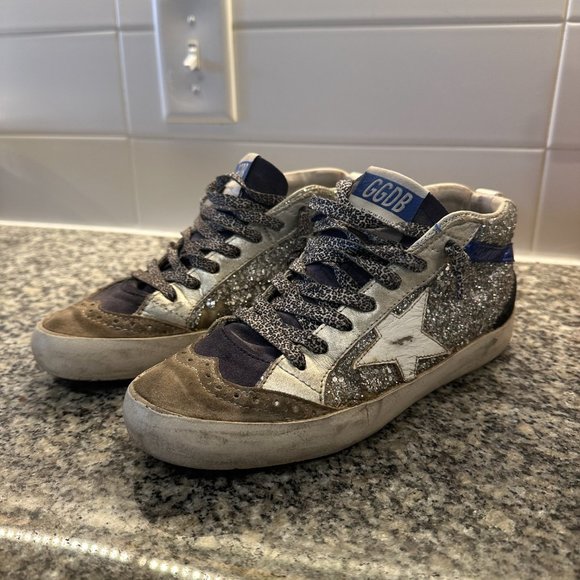 Golden Goose Silver Glitter Mid Star Sneakers - Picture 3 of 4